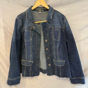 L.A. Blues Women’s Dark Blue Denim Jacket Size 16W Plus Size Button Front